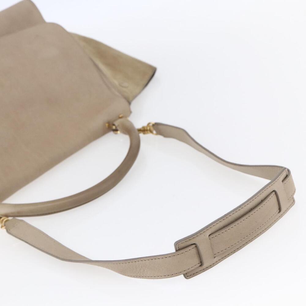 CELINE Trapeze Hand Bag Leather 2way Beige Gold Auth bs30311 - Picture 8 of 16